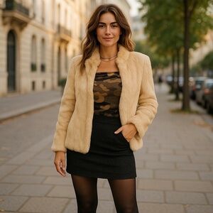 Kamal Quaility Furs natural Blond cream S short jacket zip